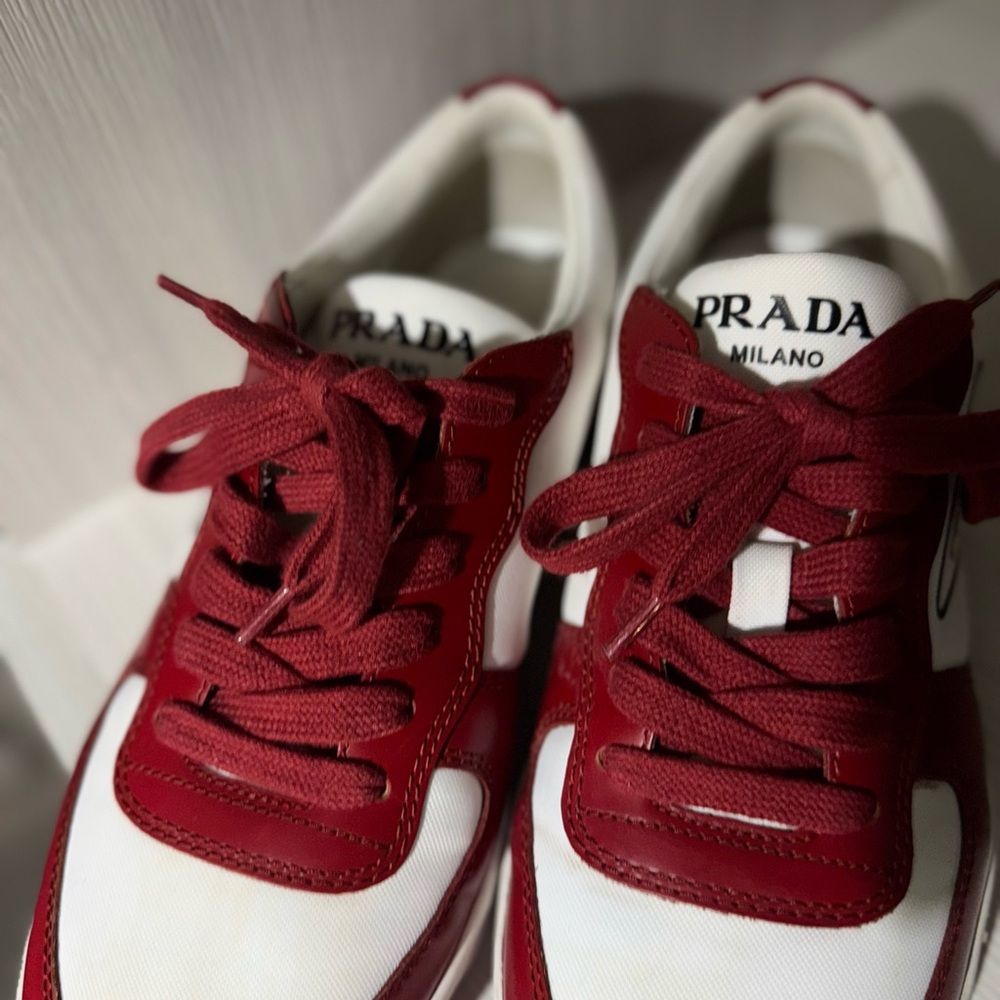 Prada Milano Red and White Sneakers - Picture 2 of 7
